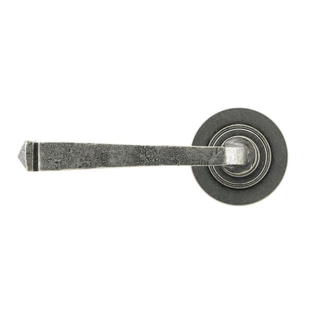 This is an image showing From The Anvil - Pewter Avon Round Lever on Rose Set (Plain) available from trade door handles, quick delivery and discounted prices