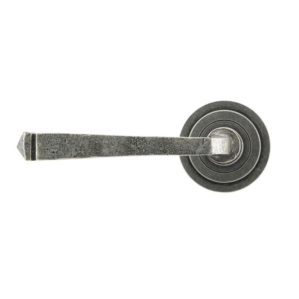 This is an image showing From The Anvil - Pewter Avon Round Lever on Rose Set (Art Deco) available from trade door handles, quick delivery and discounted prices