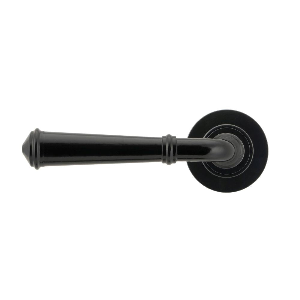 This is an image showing From The Anvil - Black Regency Lever on Rose Set (Plain) available from trade door handles, quick delivery and discounted prices