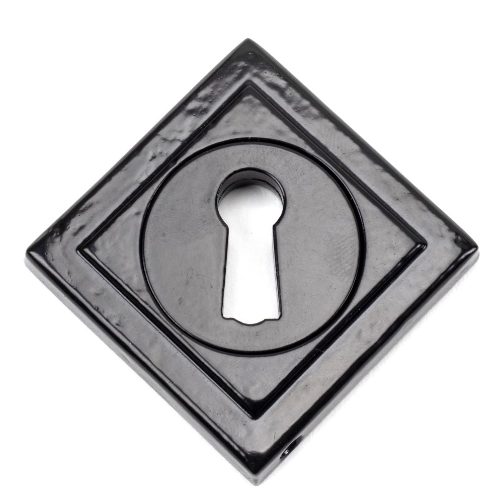 This is an image showing From The Anvil - Black Round Escutcheon (Square) available from trade door handles, quick delivery and discounted prices