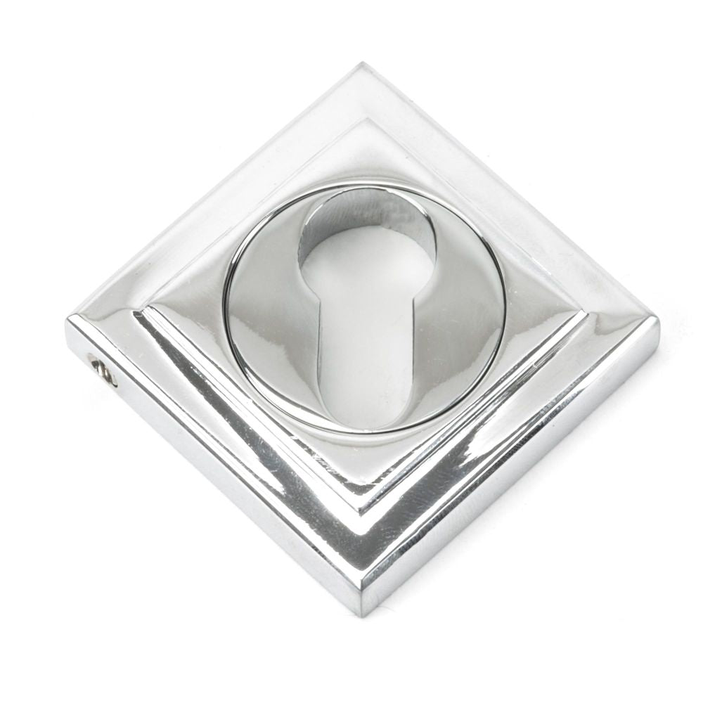 This is an image showing From The Anvil - Polished Chrome Round Euro Escutcheon (Square) available from trade door handles, quick delivery and discounted prices