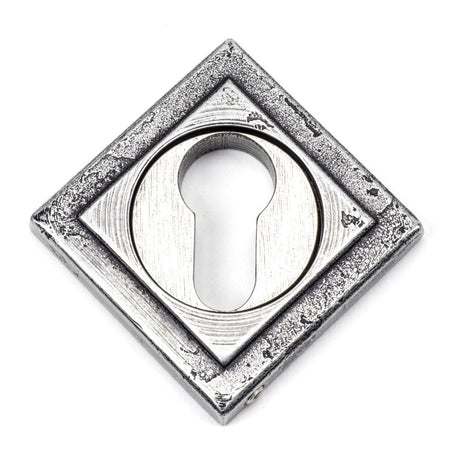 This is an image showing From The Anvil - Pewter Round Euro Escutcheon (Square) available from trade door handles, quick delivery and discounted prices