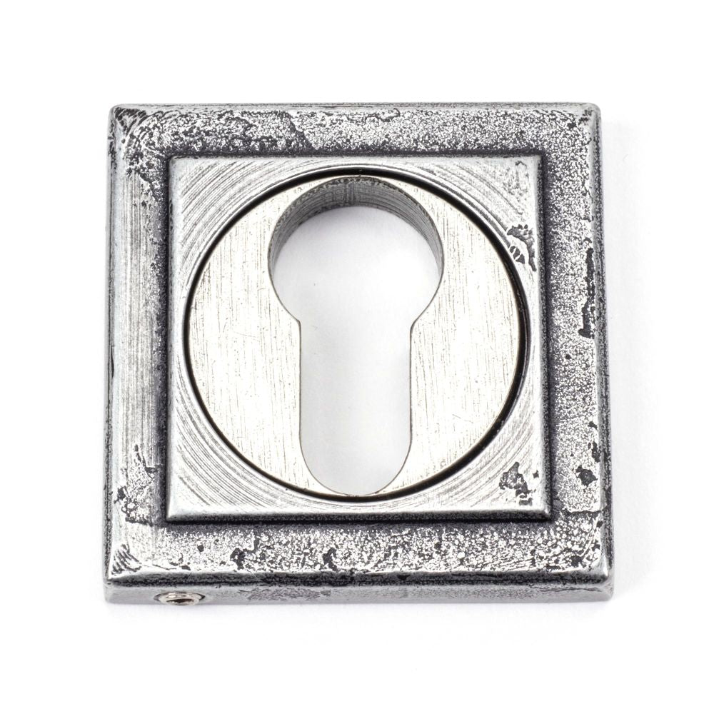 This is an image showing From The Anvil - Pewter Round Euro Escutcheon (Square) available from trade door handles, quick delivery and discounted prices