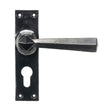 This is an image showing From The Anvil - Black Straight Lever Euro Lock Set available from trade door handles, quick delivery and discounted prices