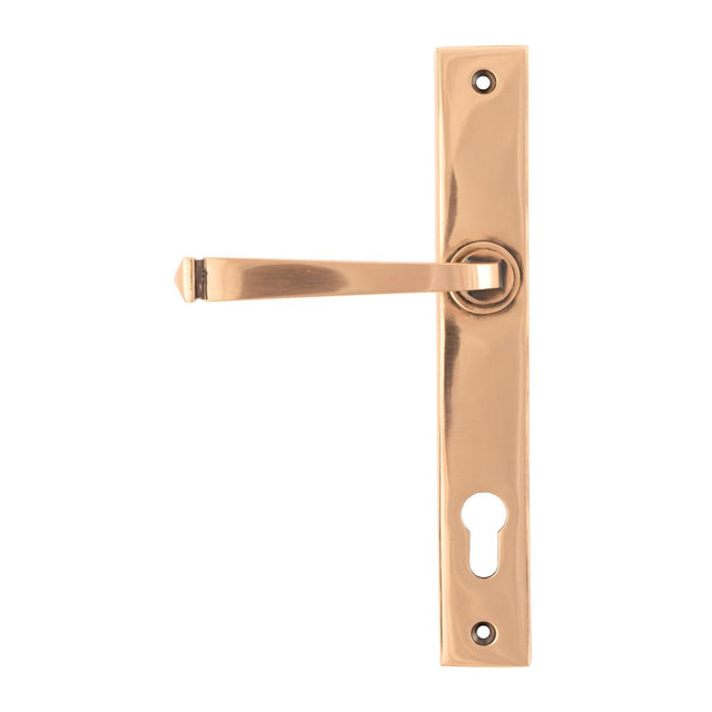 This is an image showing From The Anvil - Polished Bronze Avon Slimline Espag. Lock Set available from trade door handles, quick delivery and discounted prices
