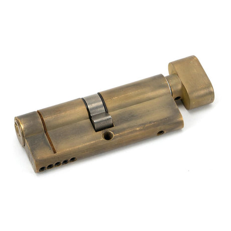 This is an image showing From The Anvil - Aged Brass 40/40 5pin Euro Cylinder/Thumbturn available from trade door handles, quick delivery and discounted prices