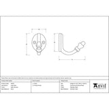 This is an image showing From The Anvil - Satin Chrome Coat Hook available from trade door handles, quick delivery and discounted prices