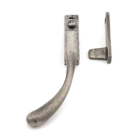 This is an image showing From The Anvil - Antique Pewter Night-Vent Locking Peardrop Fastener - LH available from trade door handles, quick delivery and discounted prices