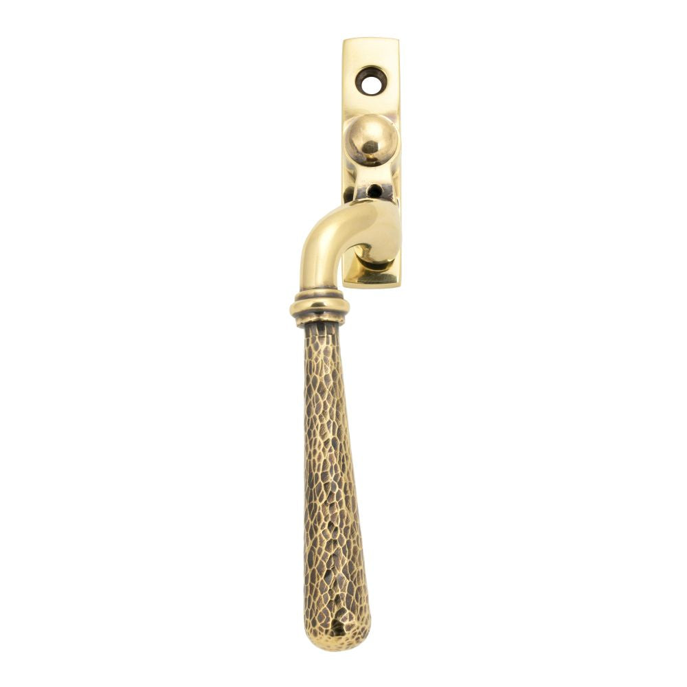 This is an image showing From The Anvil - Aged Brass Hammered Newbury Espag - LH available from trade door handles, quick delivery and discounted prices