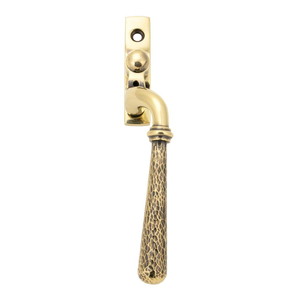 This is an image showing From The Anvil - Aged Brass Hammered Newbury Espag - RH available from trade door handles, quick delivery and discounted prices