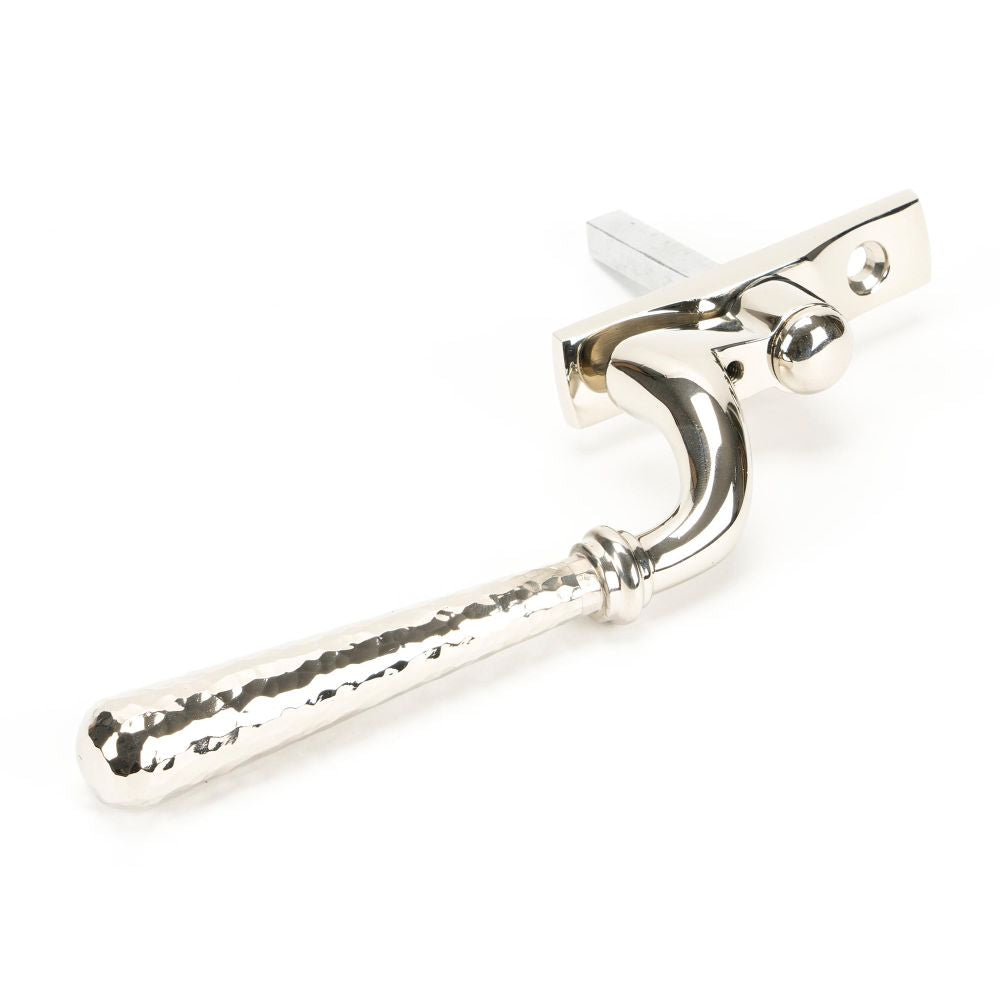 This is an image showing From The Anvil - Polished Nickel Hammered Newbury Espag - RH available from trade door handles, quick delivery and discounted prices