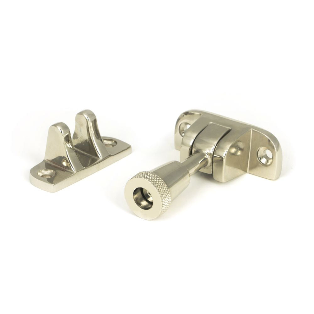 This is an image showing From The Anvil - Polished Nickel Brompton Brighton Fastener (Radiused) available from trade door handles, quick delivery and discounted prices