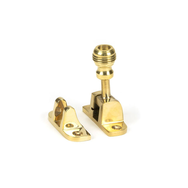 This is an image showing From The Anvil - Polished Brass Prestbury Brighton Fastener (Radiused) available from trade door handles, quick delivery and discounted prices