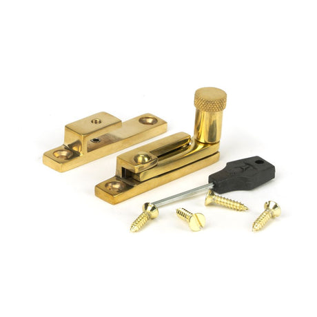 This is an image showing From The Anvil - Polished Brass Brompton Quadrant Fastener - Narrow available from trade door handles, quick delivery and discounted prices