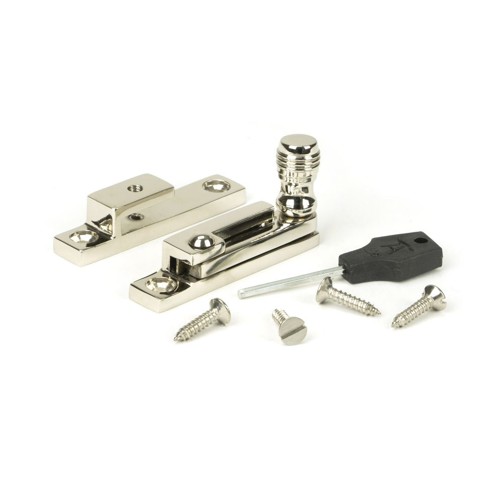 This is an image showing From The Anvil - Polished Nickel Prestbury Quadrant Fastener - Narrow available from trade door handles, quick delivery and discounted prices