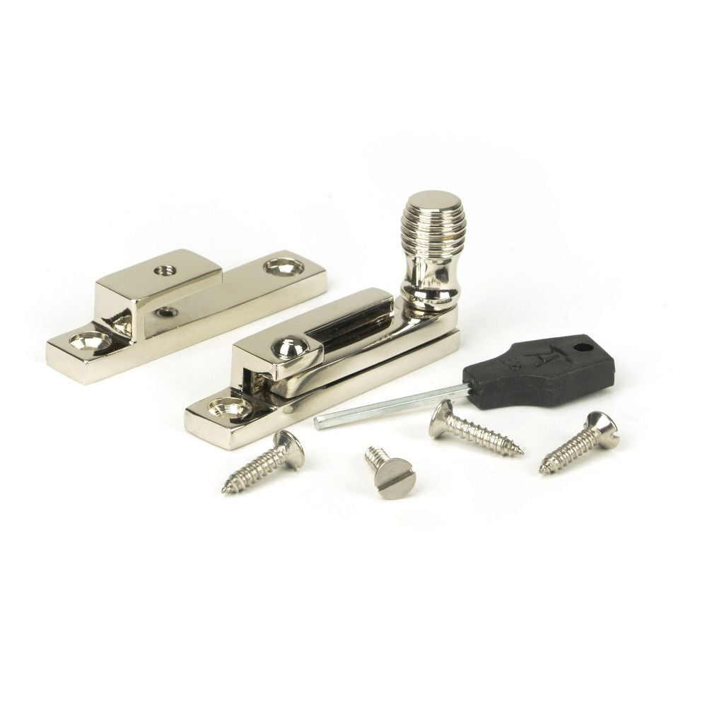 This is an image showing From The Anvil - Polished Nickel Beehive Quadrant Fastener - Narrow available from trade door handles, quick delivery and discounted prices