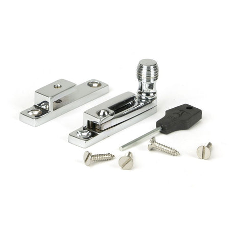 This is an image showing From The Anvil - Polished Chrome Beehive Quadrant Fastener - Narrow available from trade door handles, quick delivery and discounted prices