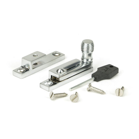 This is an image showing From The Anvil - Satin Chrome Beehive Quadrant Fastener - Narrow available from trade door handles, quick delivery and discounted prices