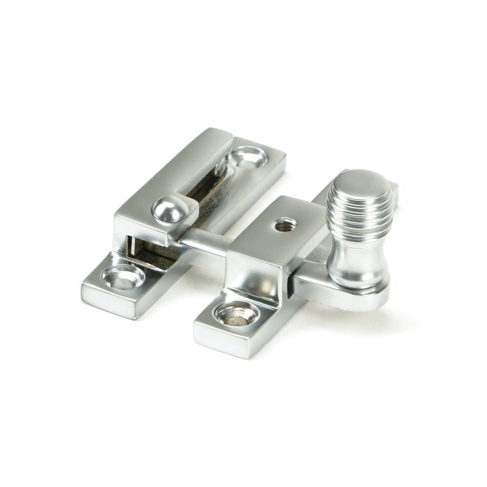 This is an image showing From The Anvil - Satin Chrome Beehive Quadrant Fastener - Narrow available from trade door handles, quick delivery and discounted prices