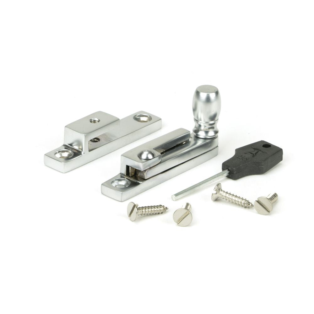 This is an image showing From The Anvil - Satin Chrome Mushroom Quadrant Fastener - Narrow available from trade door handles, quick delivery and discounted prices