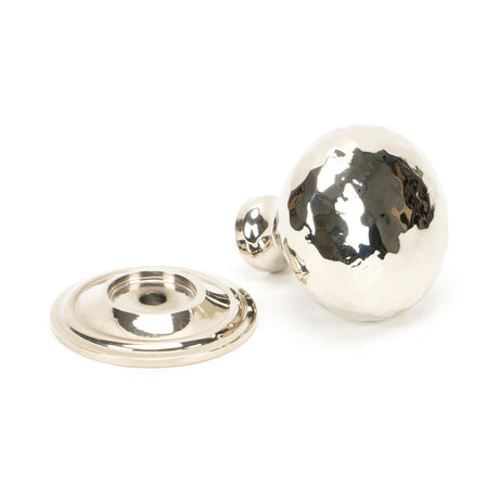 This is an image showing From The Anvil - Polished Nickel Hammered Mushroom Cabinet Knob 32mm available from trade door handles, quick delivery and discounted prices