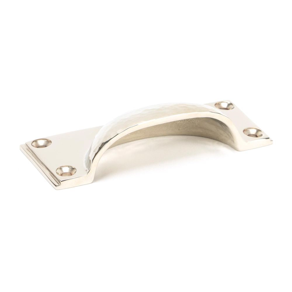 This is an image showing From The Anvil - Polished Nickel Hammered Art Deco Drawer Pull available from trade door handles, quick delivery and discounted prices