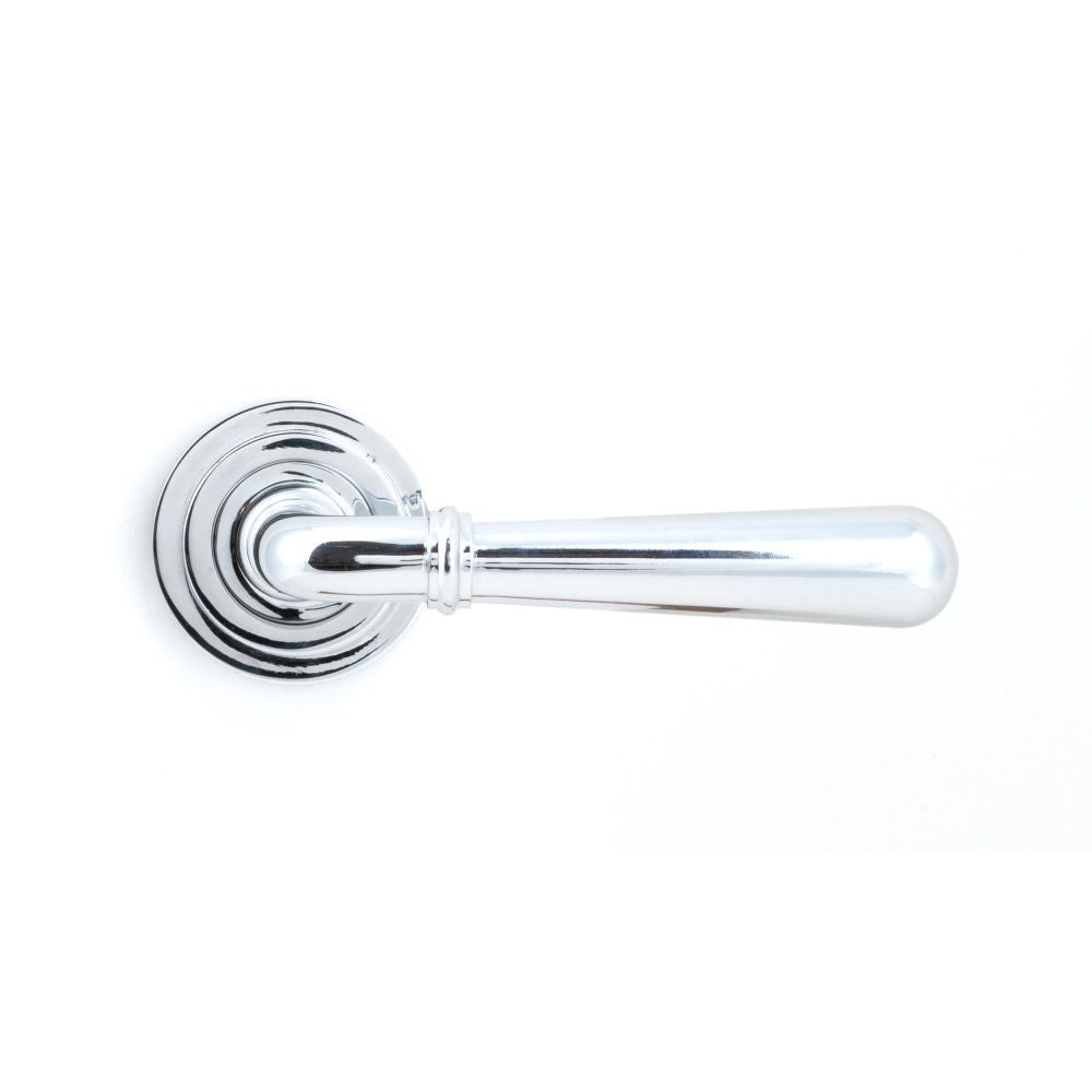 This is an image showing From The Anvil - Polished Chrome Newbury Lever on Rose Set (Art Deco) available from trade door handles, quick delivery and discounted prices