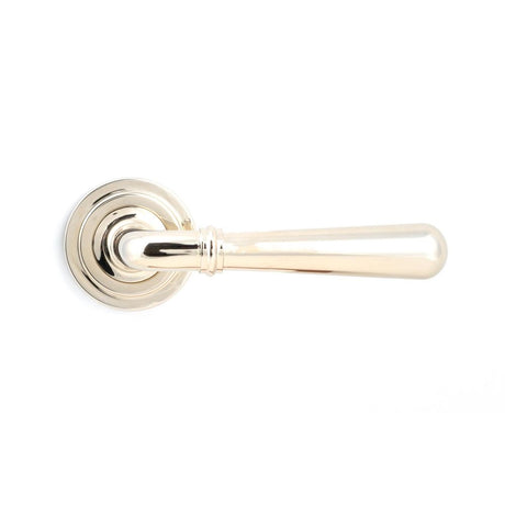 This is an image showing From The Anvil - Polished Nickel Newbury Lever on Rose Set (Art Deco) available from trade door handles, quick delivery and discounted prices