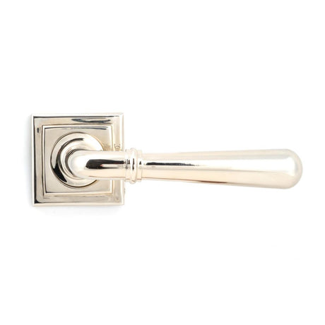 This is an image showing From The Anvil - Polished Nickel Newbury Lever on Rose Set (Square) available from trade door handles, quick delivery and discounted prices