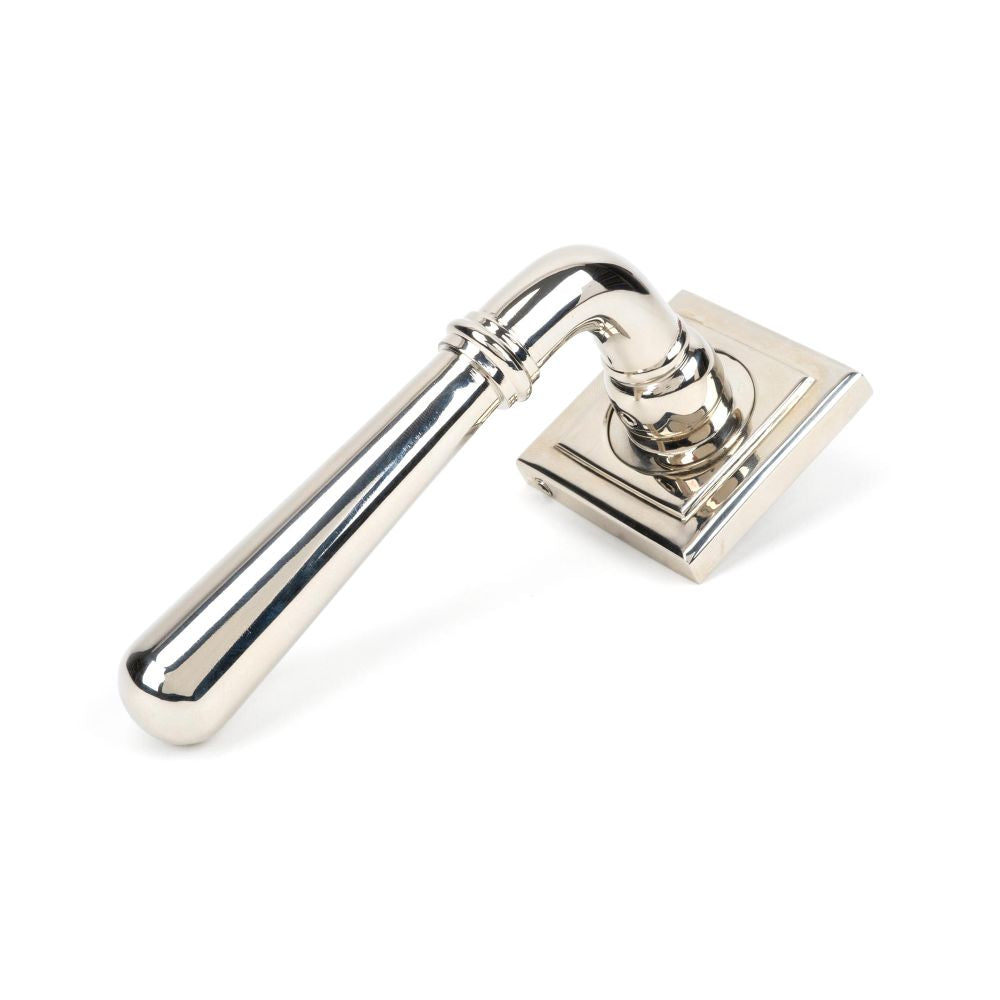 This is an image showing From The Anvil - Polished Nickel Newbury Lever on Rose Set (Square) available from trade door handles, quick delivery and discounted prices