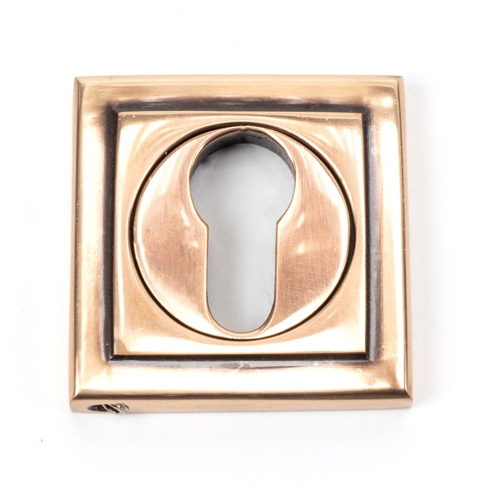 This is an image showing From The Anvil - Polished Bronze Round Euro Escutcheon (Square) available from trade door handles, quick delivery and discounted prices