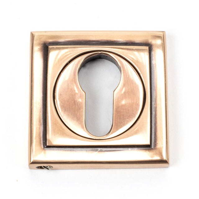 This is an image showing From The Anvil - Polished Bronze Round Euro Escutcheon (Square) available from trade door handles, quick delivery and discounted prices