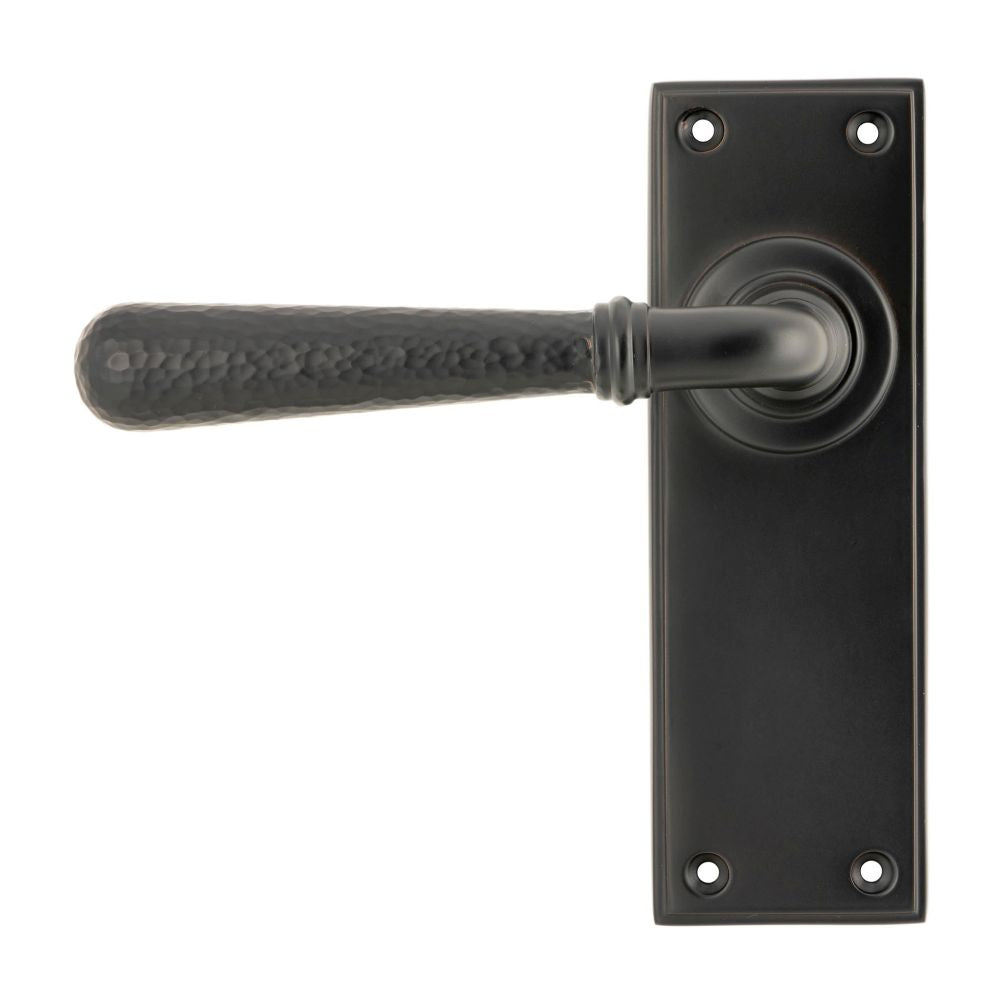 High quality image of From The Anvil - Aged Bronze Hammered Newbury Lever Latch Set | Sku. 46222 | Trade Door Handles, Kendal.