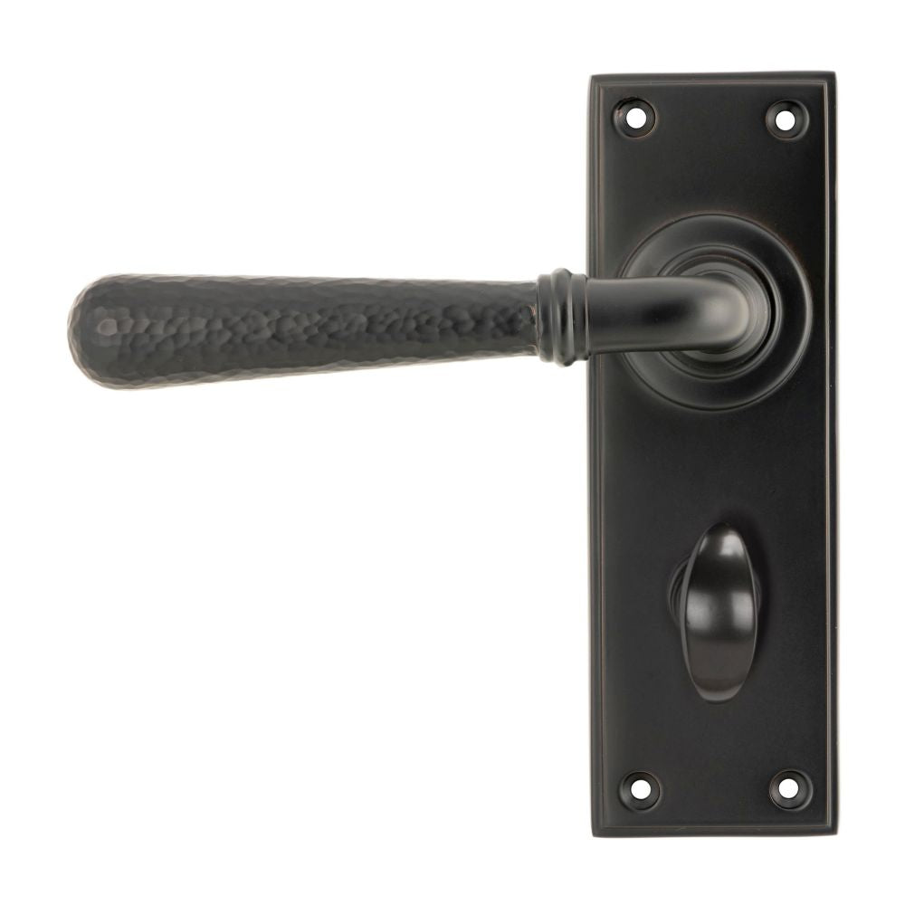 High quality image of From The Anvil - Aged Bronze Hammered Newbury Lever Bathroom Set | Sku. 46223 | Trade Door Handles, Kendal.