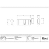 This is an image showing From The Anvil - Lacquered Brass 35T/45 5pin Euro Cylinder/Thumbturn available from trade door handles, quick delivery and discounted prices