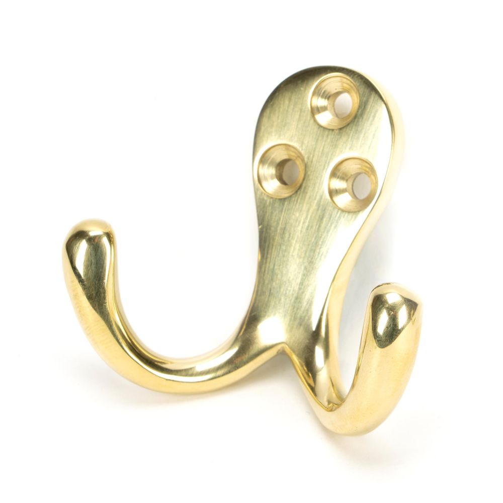 High quality image of From The Anvil - Polished Brass Celtic Double Robe Hook | Sku. 46301 | Trade Door Handles, Kendal.