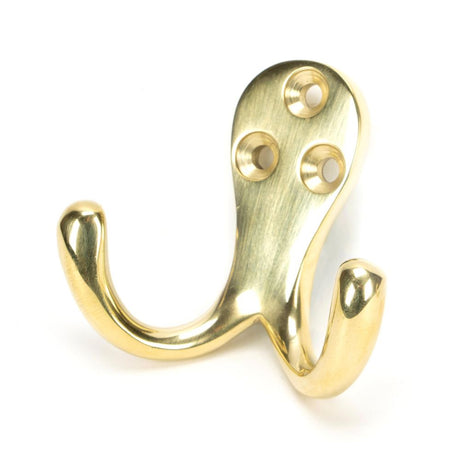 This is an image showing From The Anvil - Polished Brass Celtic Double Robe Hook available from trade door handles, quick delivery and discounted prices