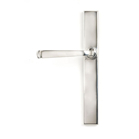 This is an image showing From The Anvil - Polished Marine SS (316) Avon Slimline Lever Espag. Latch Set available from trade door handles, quick delivery and discounted prices