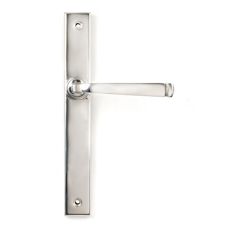 This is an image showing From The Anvil - Polished Marine SS (316) Avon Slimline Lever Espag. Latch Set available from trade door handles, quick delivery and discounted prices