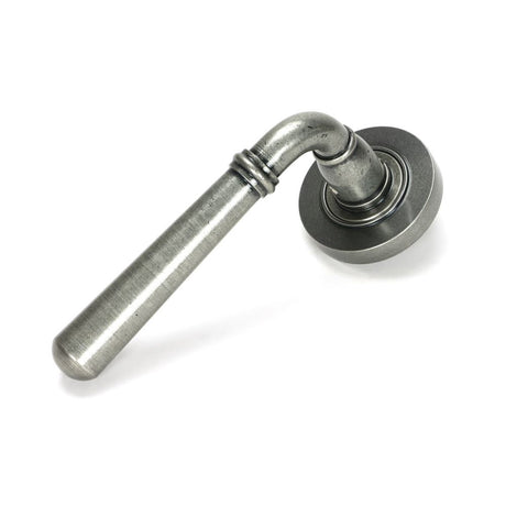 This is an image showing From The Anvil - Pewter Newbury Lever on Rose Set (Plain) available from trade door handles, quick delivery and discounted prices