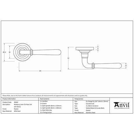 This is an image showing From The Anvil - Pewter Newbury Lever on Rose Set (Art Deco) available from trade door handles, quick delivery and discounted prices