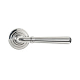 This is an image showing From The Anvil - Polished Marine SS (316) Newbury Lever on Rose Set (Art Deco) available from trade door handles, quick delivery and discounted prices