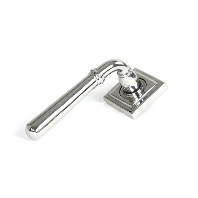 This is an image showing From The Anvil - Polished Marine SS (316) Newbury Lever on Rose Set (Square) available from trade door handles, quick delivery and discounted prices