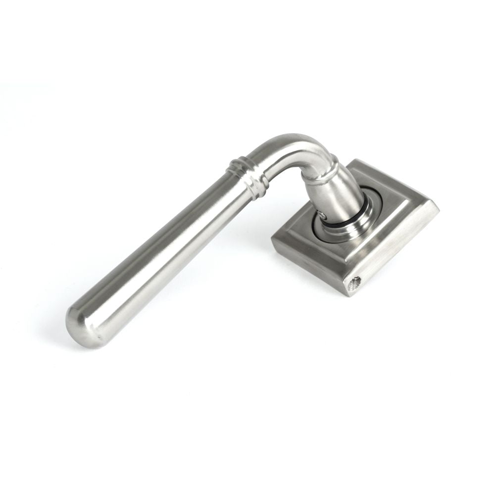 This is an image showing From The Anvil - Satin Marine SS (316) Newbury Lever on Rose Set (Square) - Unsp available from trade door handles, quick delivery and discounted prices