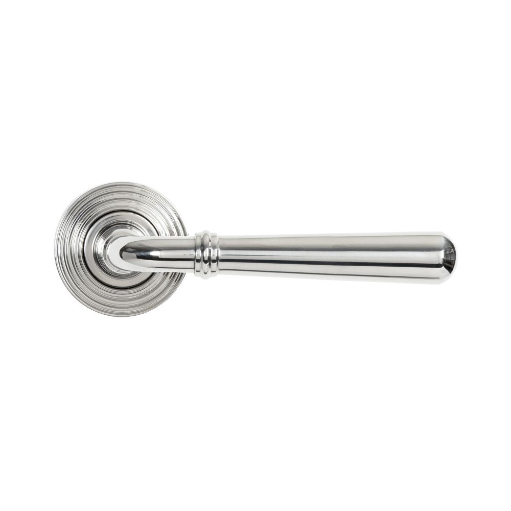 This is an image showing From The Anvil - Polished Marine SS (316) Newbury Lever on Rose Set (Beehive) - available from trade door handles, quick delivery and discounted prices