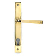 This is an image showing From The Anvil - Polished Brass Avon Slimline Lever Espag. Lock Set available from trade door handles, quick delivery and discounted prices