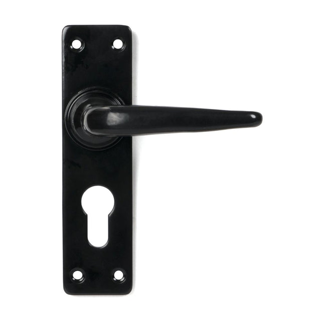 This is an image showing From The Anvil - Black Smooth Lever Euro Lock Set available from trade door handles, quick delivery and discounted prices