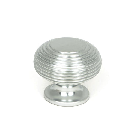 This is an image showing From The Anvil - Satin Chrome Beehive Cabinet Knob 40mm available from trade door handles, quick delivery and discounted prices