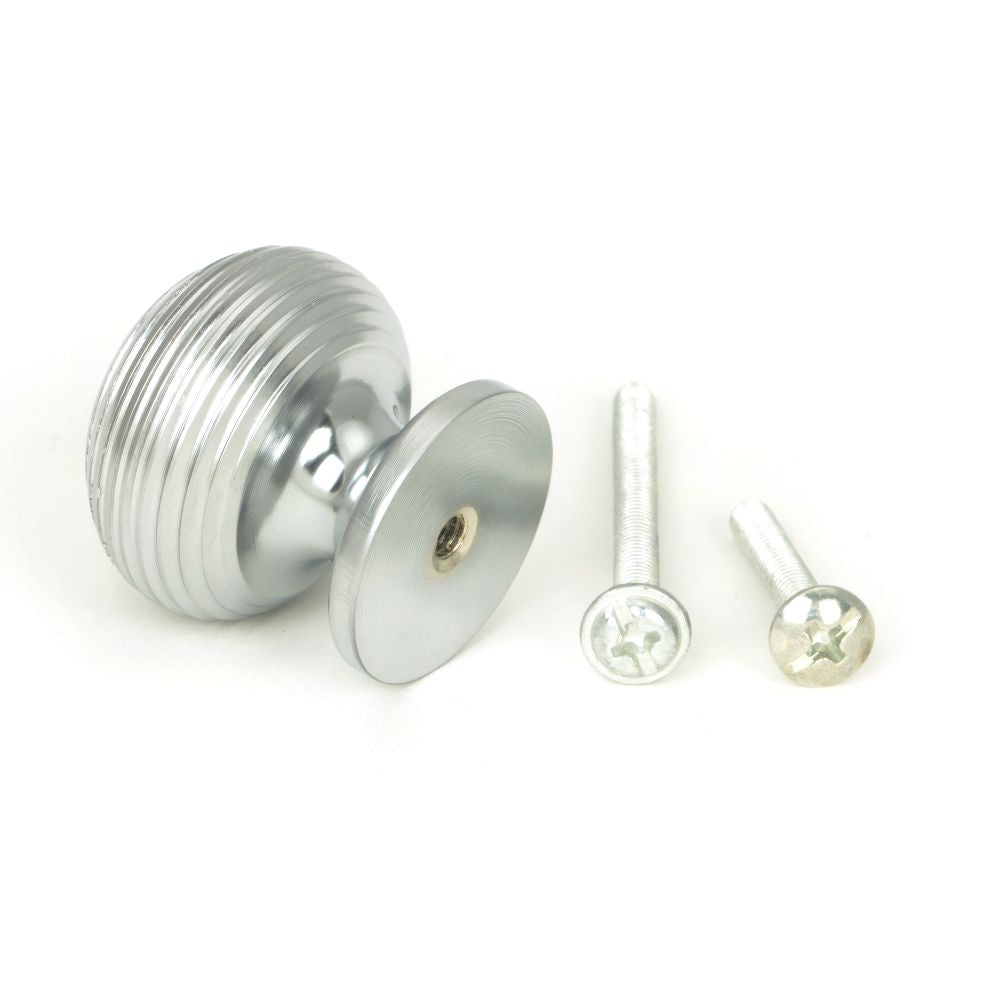This is an image showing From The Anvil - Satin Chrome Beehive Cabinet Knob 30mm available from trade door handles, quick delivery and discounted prices