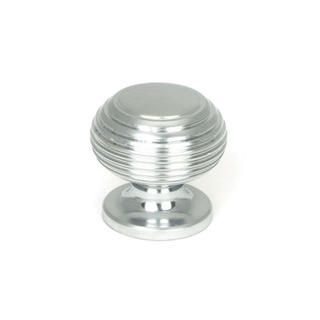 This is an image showing From The Anvil - Satin Chrome Beehive Cabinet Knob 30mm available from trade door handles, quick delivery and discounted prices